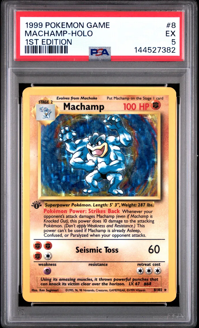 1999 #8 Machamp-Holo 1st Edition PSA 5 Game