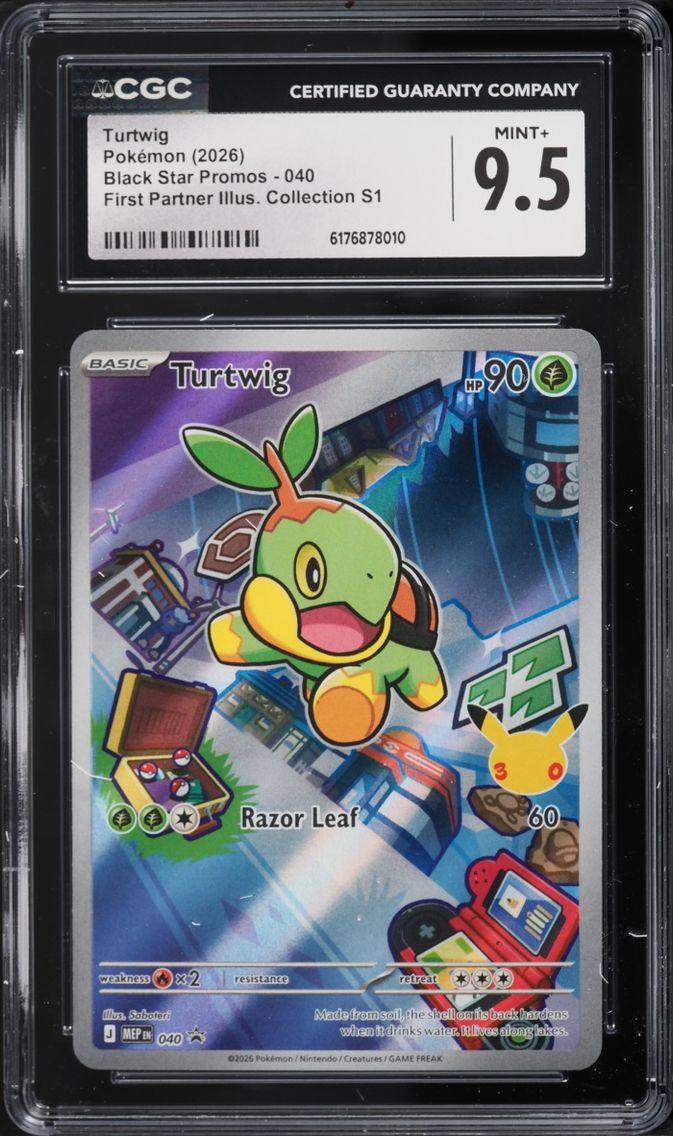 2026 Pokemon Mega Promo First Partner Illustration S1 Full Art Turtwig #40 CGC 9.5 MINT+