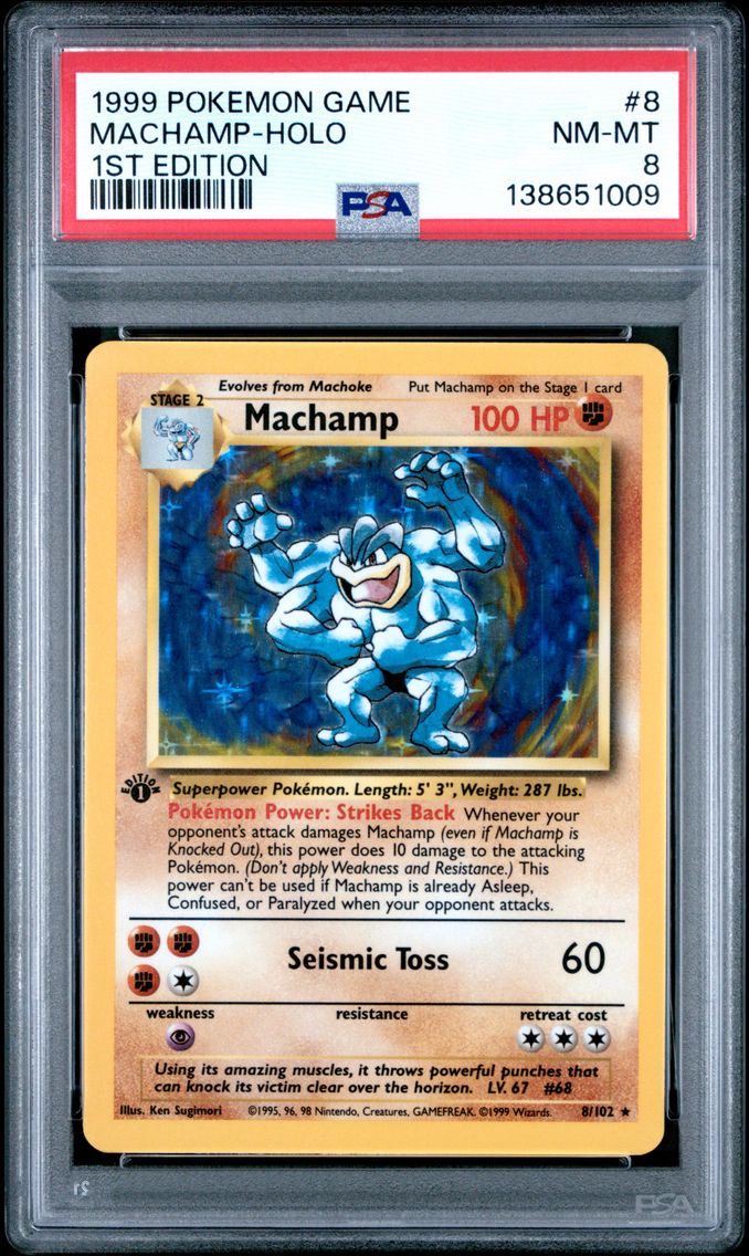1999 #8 Machamp-Holo 1st Edition PSA 8 Game Pokemon