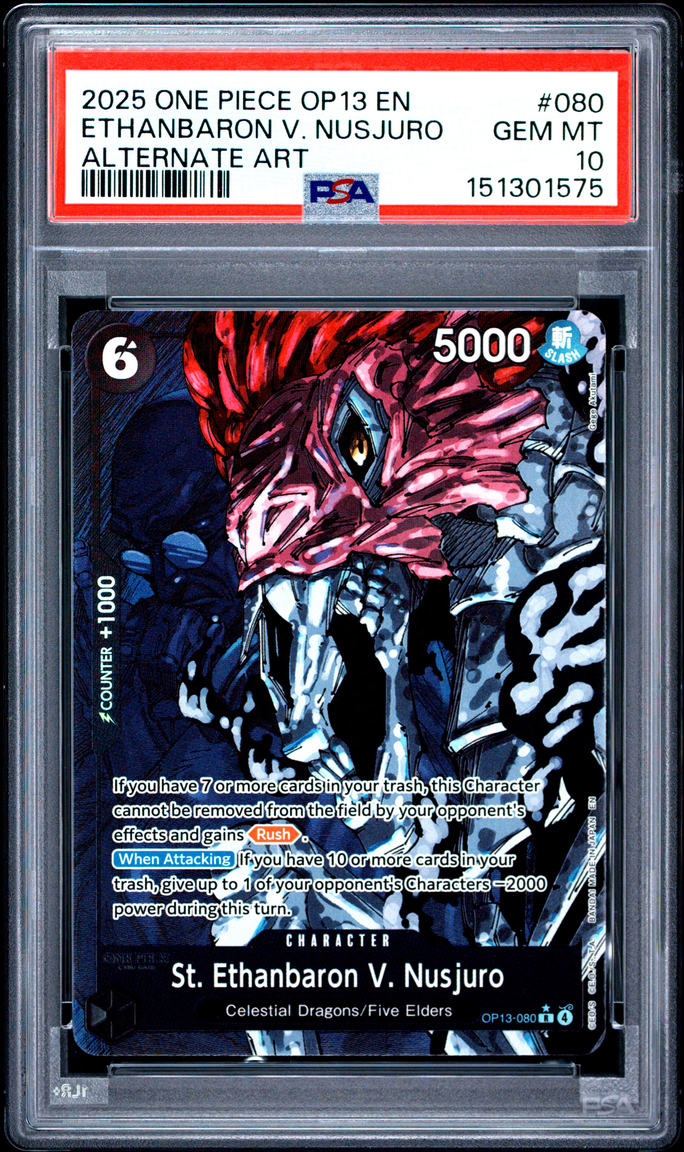 2025 #080 St. Ethanbaron V. Nusjuro PSA 10 One Piece Op13-Carrying On His Will