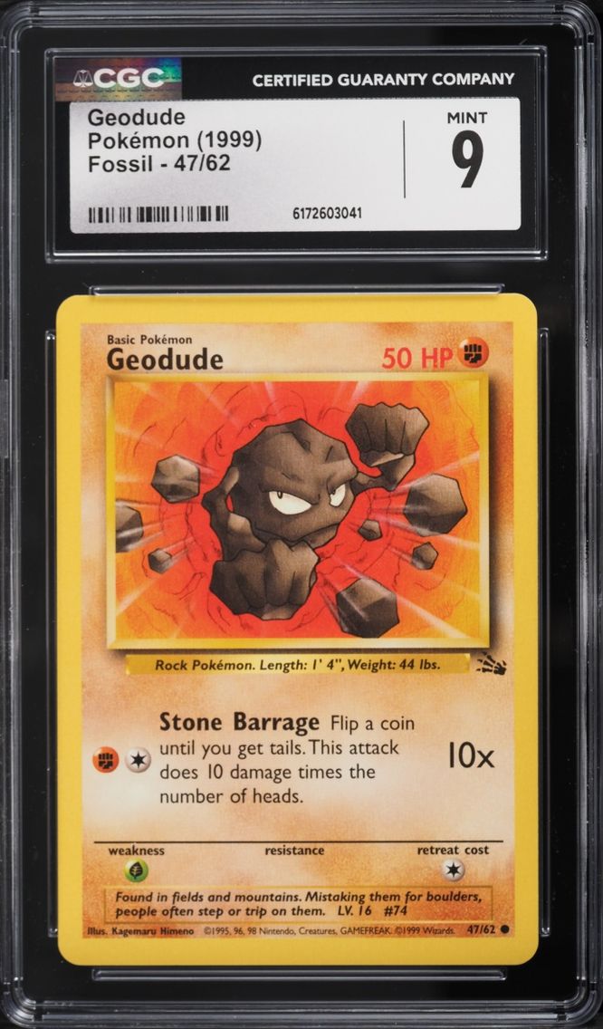 1999 Pokemon Fossil Geodude #47 CGC 9 MINT