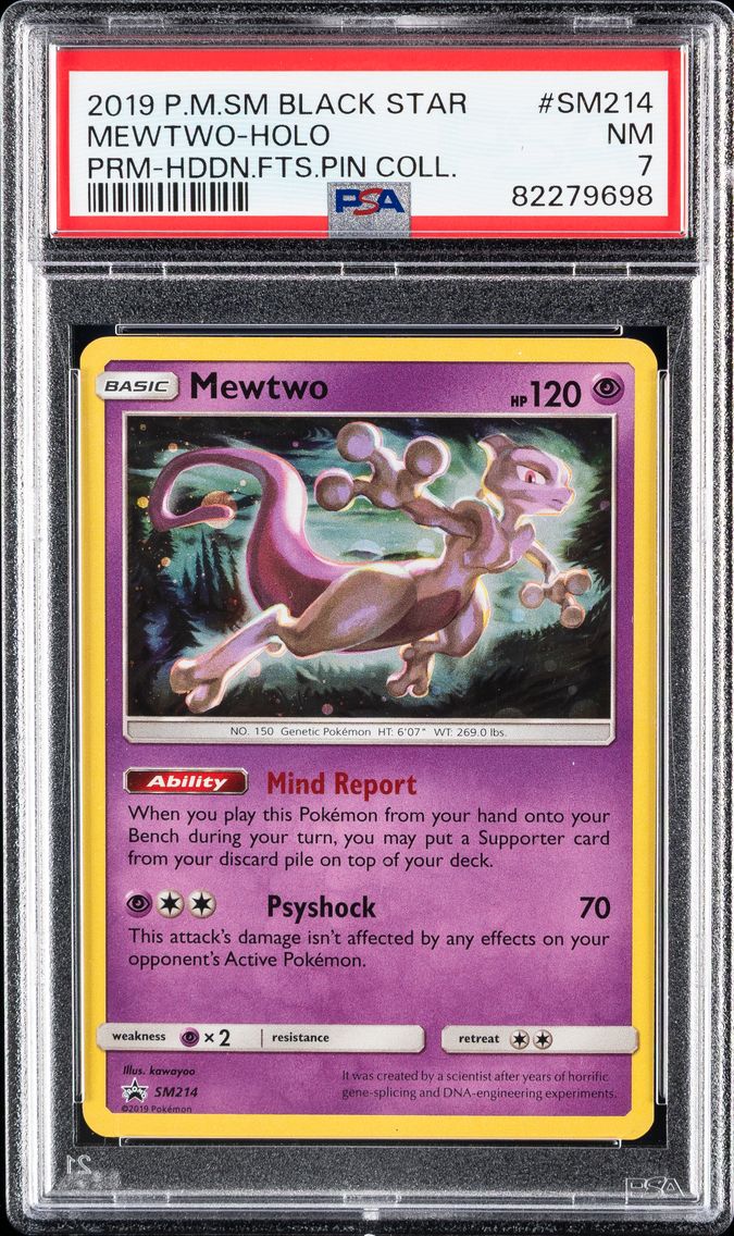 2019 #SM214 Mewtwo-Holo PSA 7 SM Black Star Promo Pokemon