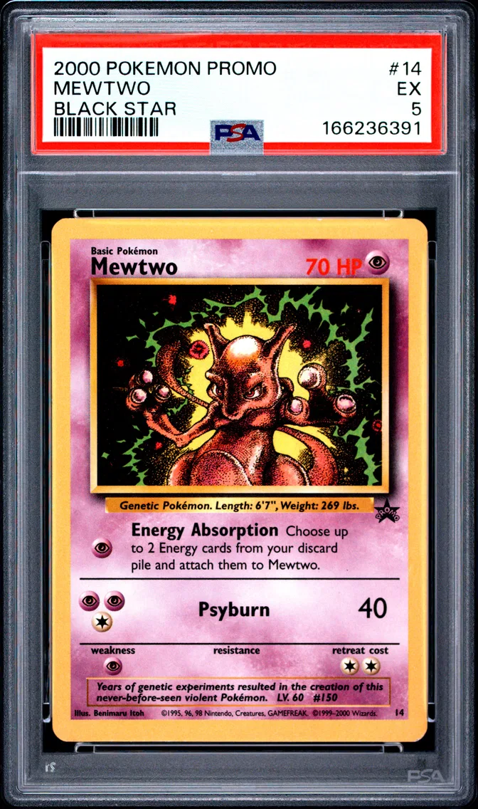 2000 Pokemon Promo Black Star Mewtwo Promo Black Star #14 PSA 5