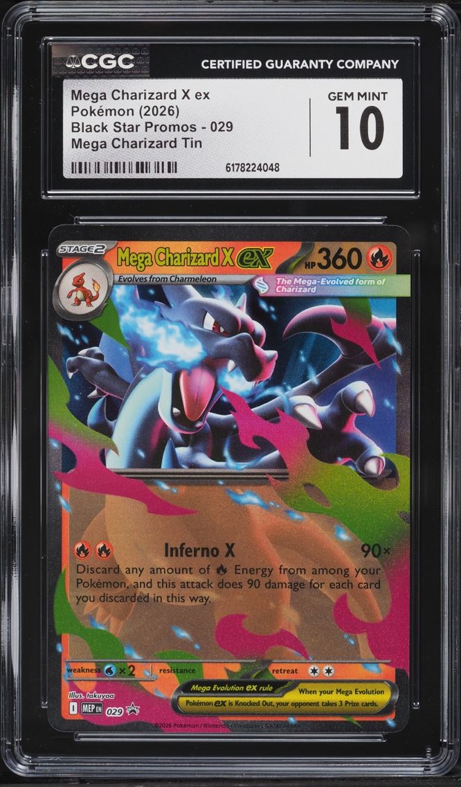2026 Pokemon Mega Evolution Promo Tin Mega Charizard X Ex #29 CGC 10 GEM MINT