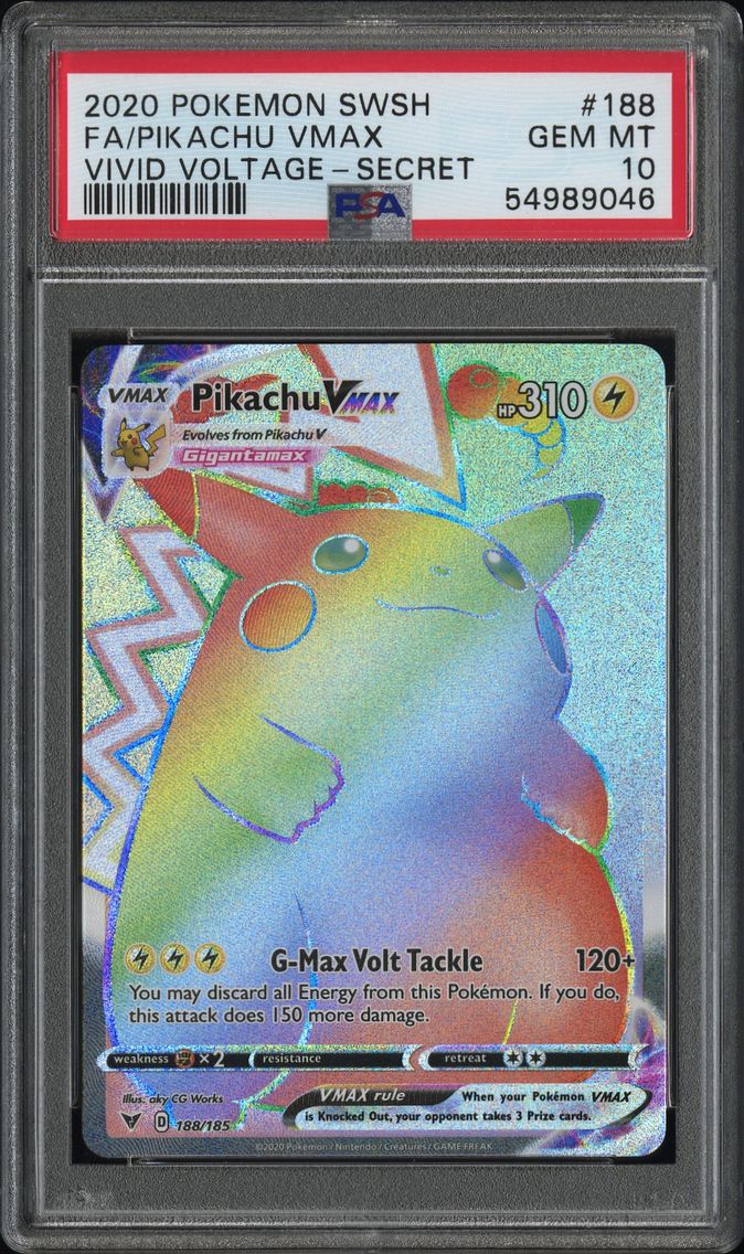 2020 #188 Full Art/Pikachu Vmax Secret PSA 10 Sword & Shield Vivid Voltage Pokemon