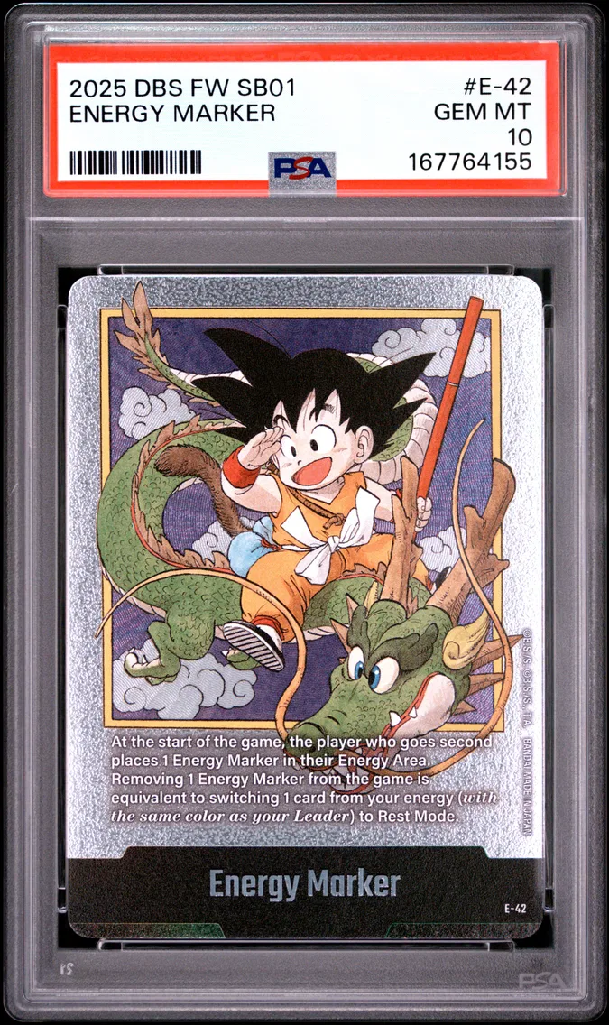 2025 #E-42 Energy Marker PSA 10 Dragon Ball Super Card Game Fusion World Manga Booster 01