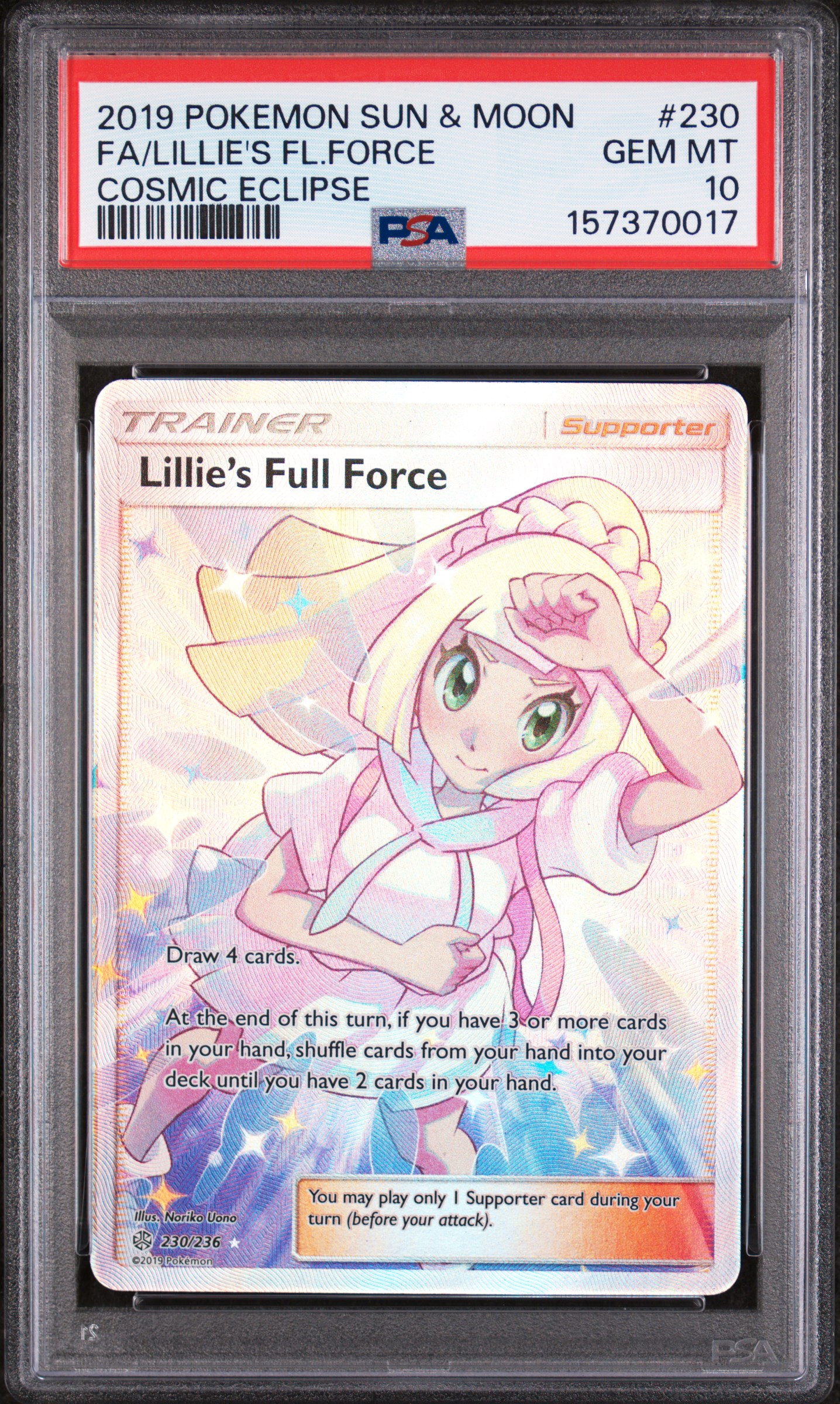 2019 #230 Full Art/Lillie'S Full Force PSA 10 Sun & Moon Cosmic Eclipse
