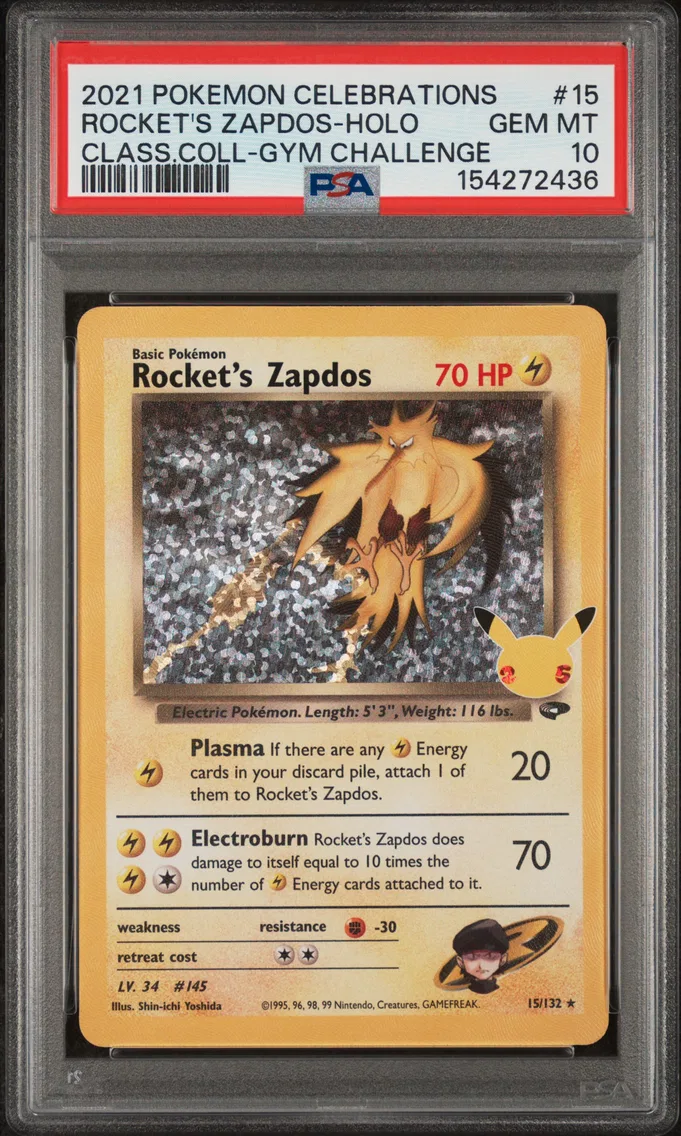 2021 #15 Rocket's Zapdos-Holo PSA 10 Celebrations Classic Collection