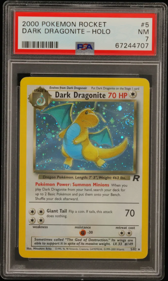 2000 #5 Dark Dragonite-Holo PSA 7 Rocket