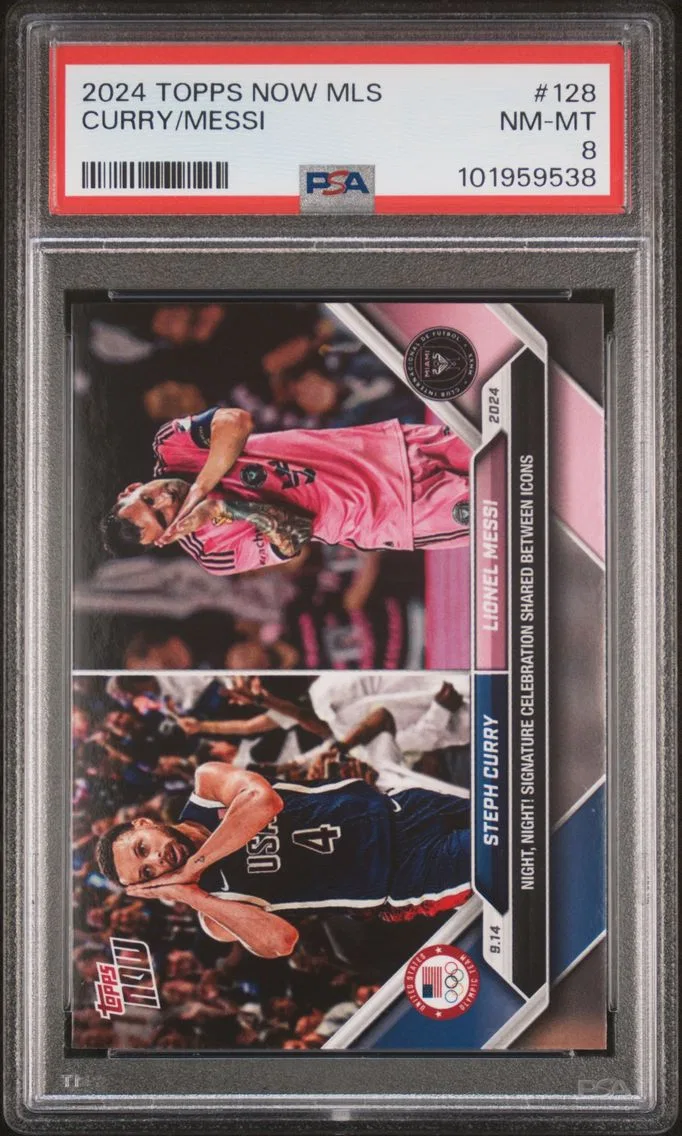 2024 #128 Lionel Messi/Steph Curry PSA 8 Topps Now MLS