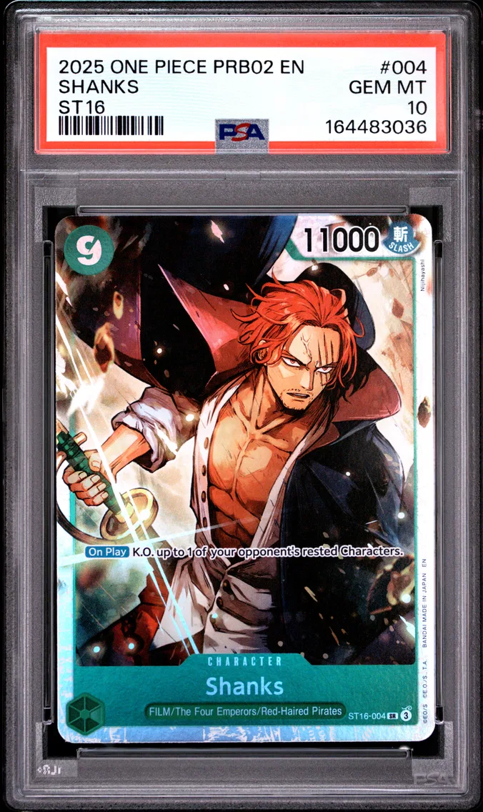 2025 #004 Shanks PSA 10 One Piece PRB02-Premium Booster -One Piece Card the Best- Vol.2