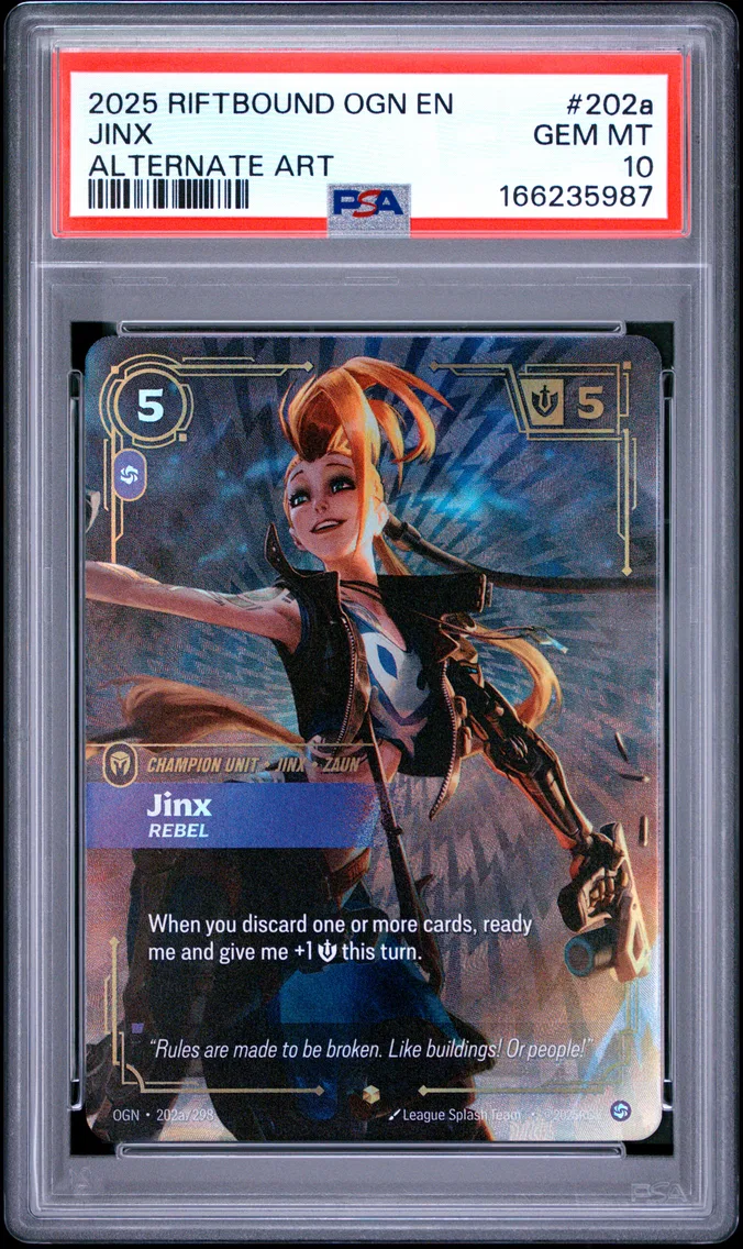 2025 #202a Jinx - Rebel PSA 10 Riftbound: League of Legends Ogn-Origins