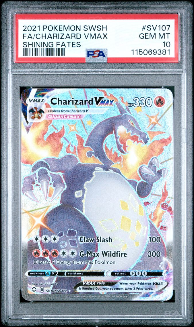 2021 #SV107 Full Art/Charizard Vmax PSA 10 Sword & Shield Shining Fates