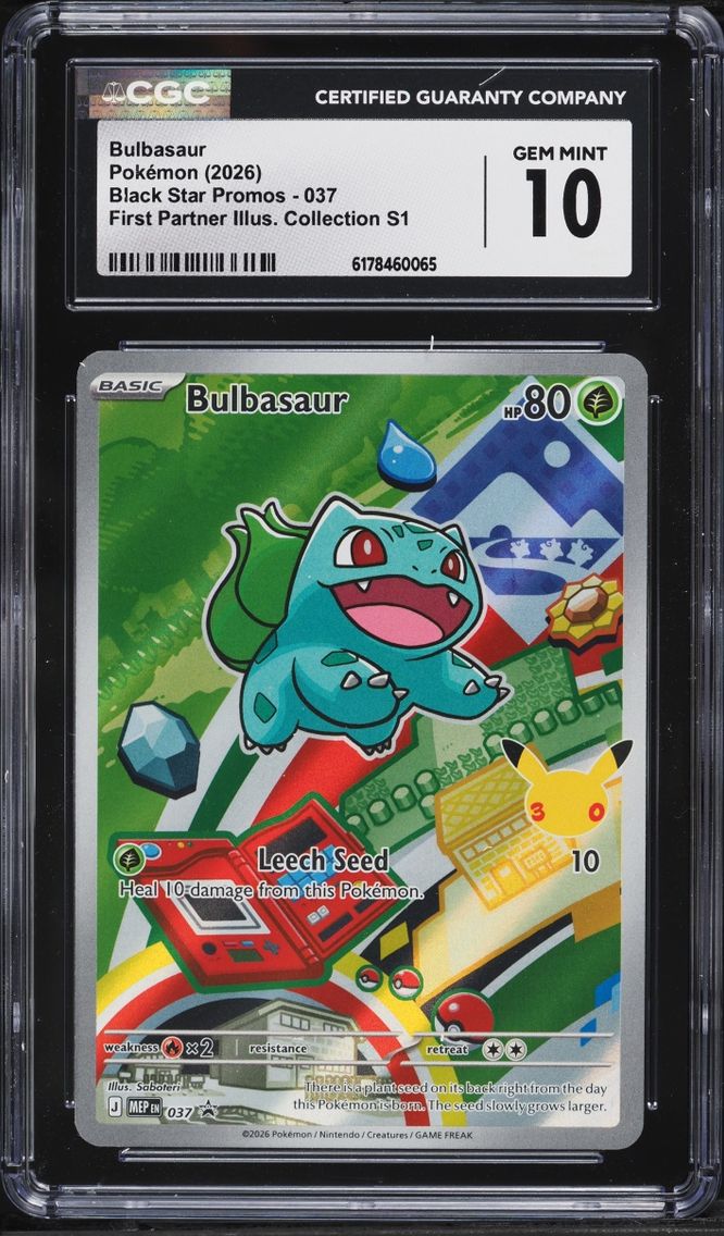 2026 Pokemon Mega Evolution Promo First Partner Illustration Full Art Bulbasaur #37 CGC 10 GEM