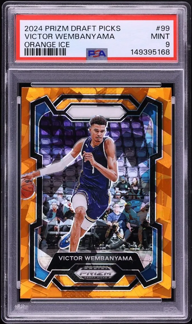 2024 #99 Victor Wembanyama PSA 9 Panini Prizm Draft Picks Orange Ice