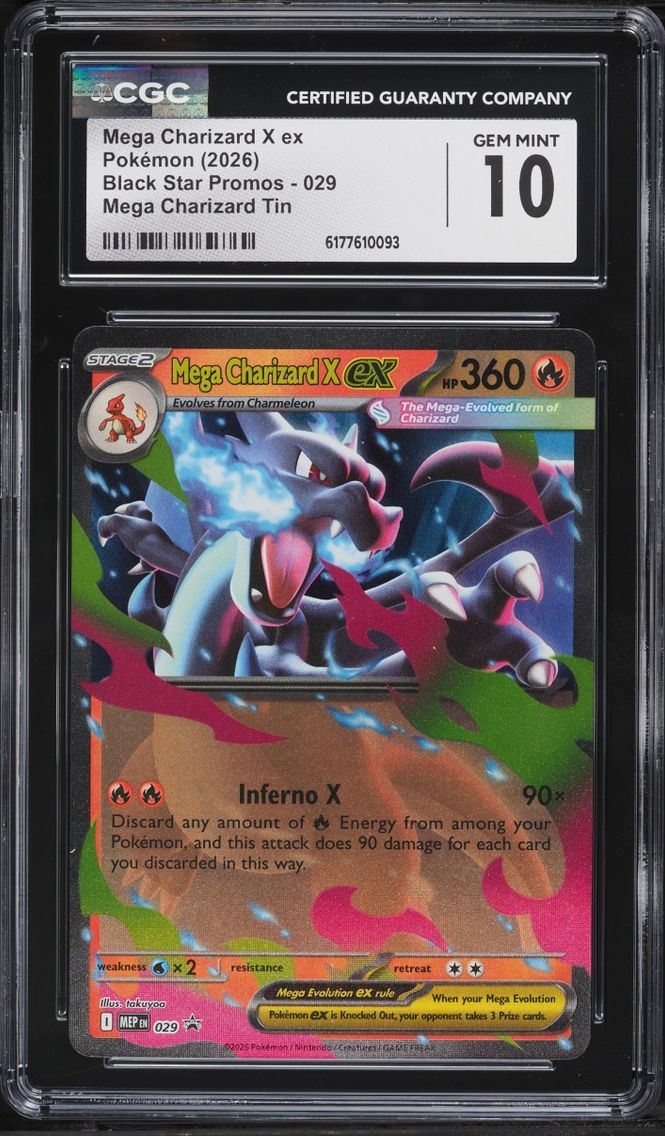 2026 Pokemon Mega Evolution Promo Tin Mega Charizard X Ex #29 CGC 10 GEM MINT