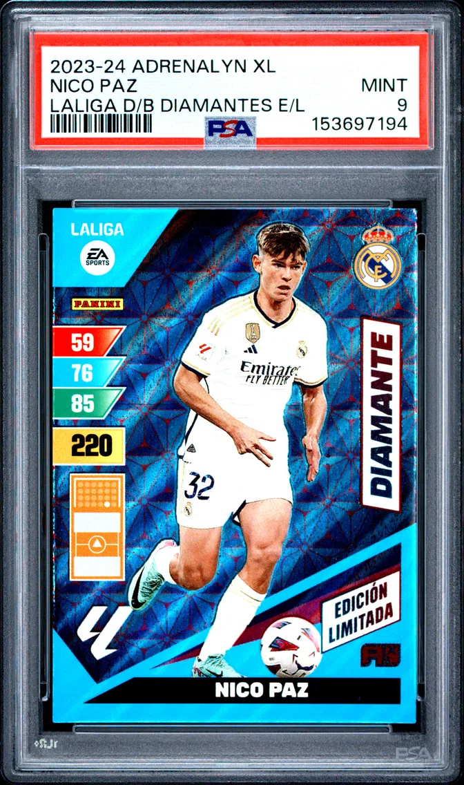2023 #NA Nico Paz PSA 9 Panini Adrenalyn XL Laliga Dream Box Diamantes Edicion Limitada