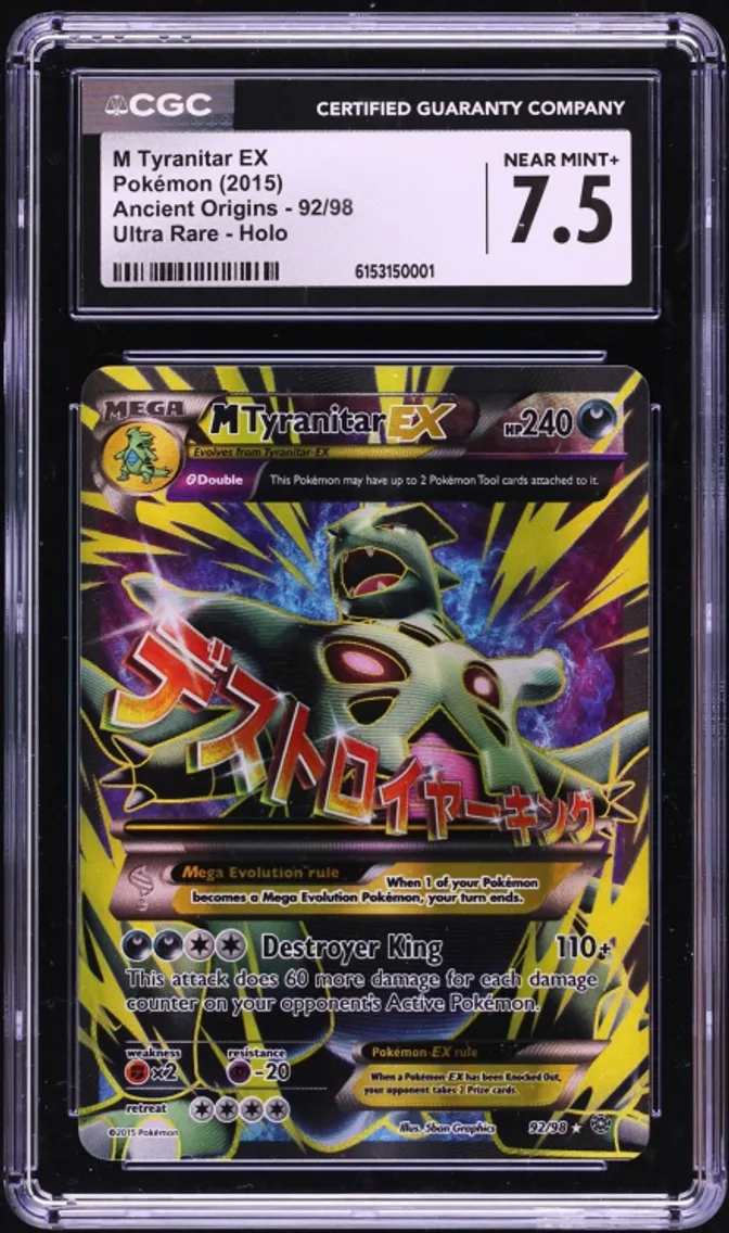 2015 Pokemon XY Ancient Origins Full Art Tyranitar EX #92 CGC 7.5 NRMT+