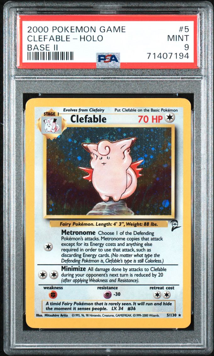 2000 #5 Clefable-Holo PSA 9 Game Base II