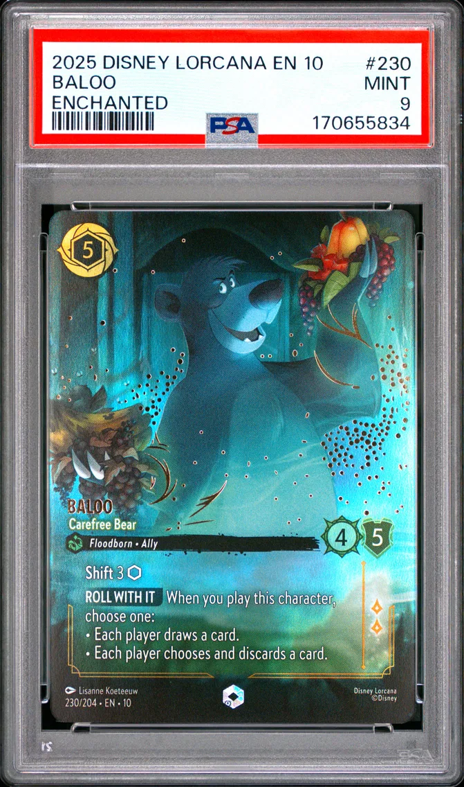 2025 #230 Baloo - Carefree Bear PSA 9 Disney Lorcana EN 10-Whispers in the Well