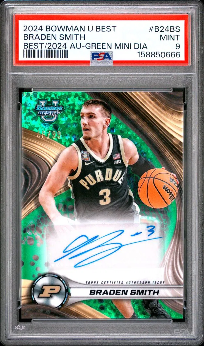 2024 #B24BS Braden Smith PSA 9 Bowman University Best Best of 2024 Autographs