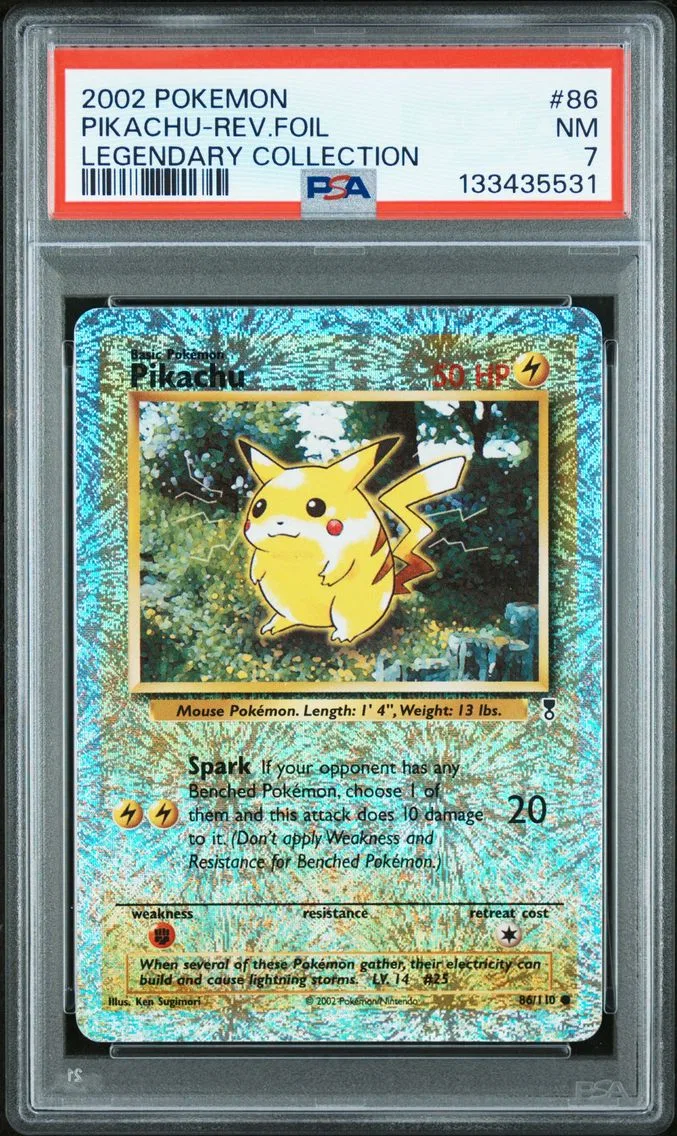 2002 #86 Pikachu-Reverse Foil PSA 7 Legendary Collection