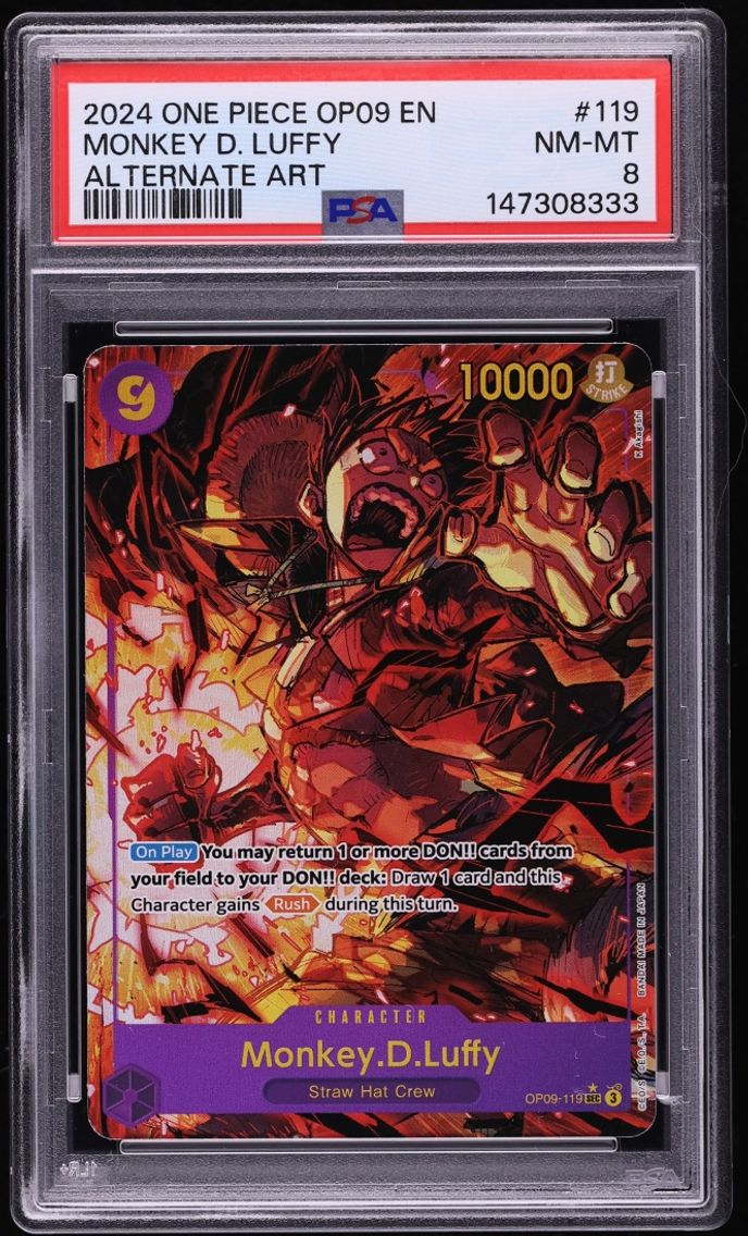 2024 #OP09-119 One Piece Emperors In The New World SEC Alt Art Monkey D. Luffy NM-MT PSA 8