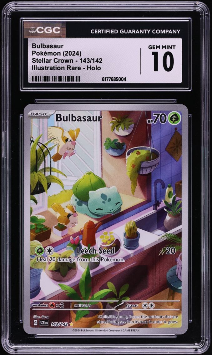 2024 #143 Bulbasaur CGC 10 Pokemon Scarlet & Violet Stellar Crown IR