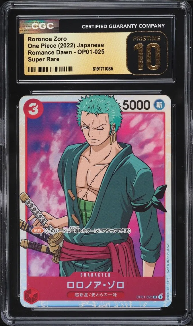 2022 #OP01-025 Roronoa Zoro CGC 10 One Piece Japanese Romance Dawn