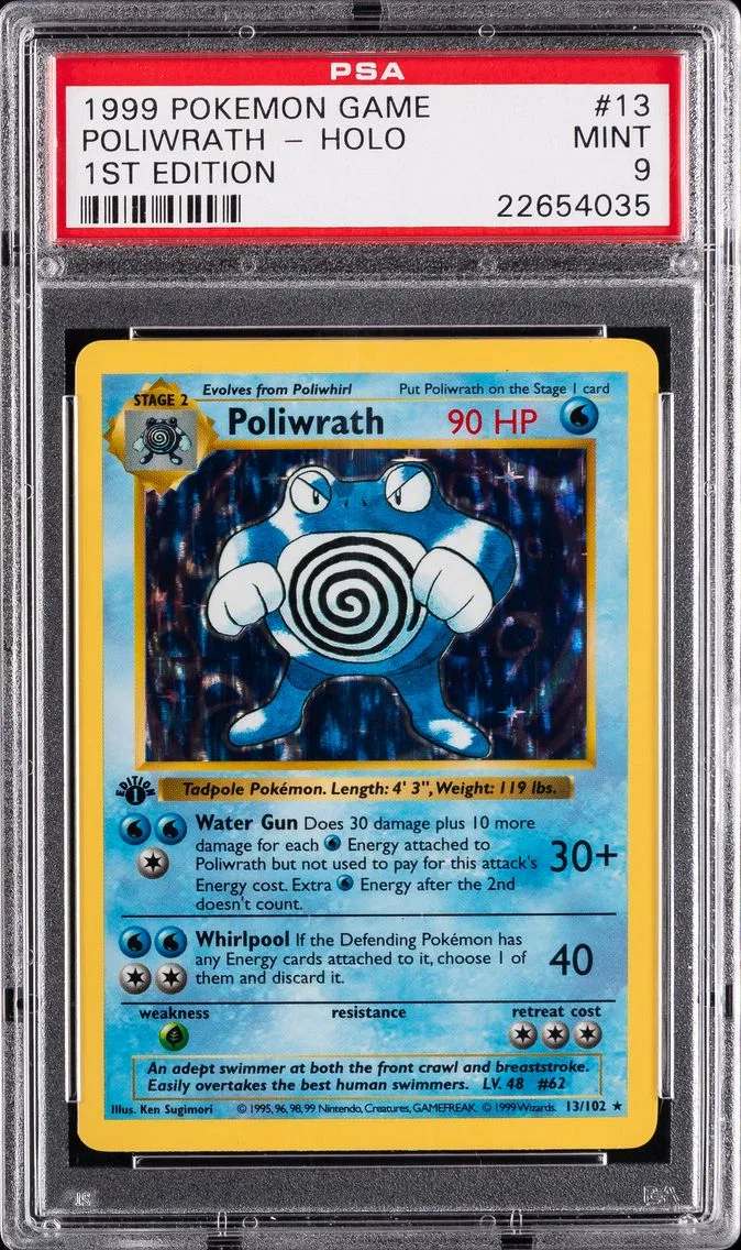 1999 #13 Poliwrath-Holo 1st Edition PSA 9 Game Pokemon