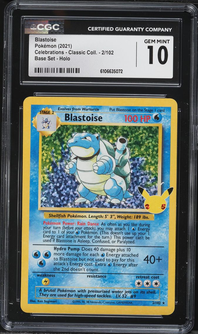 2021 #2 Blastoise-Holo CGC 10 Celebrations Classic Collection Pokemon