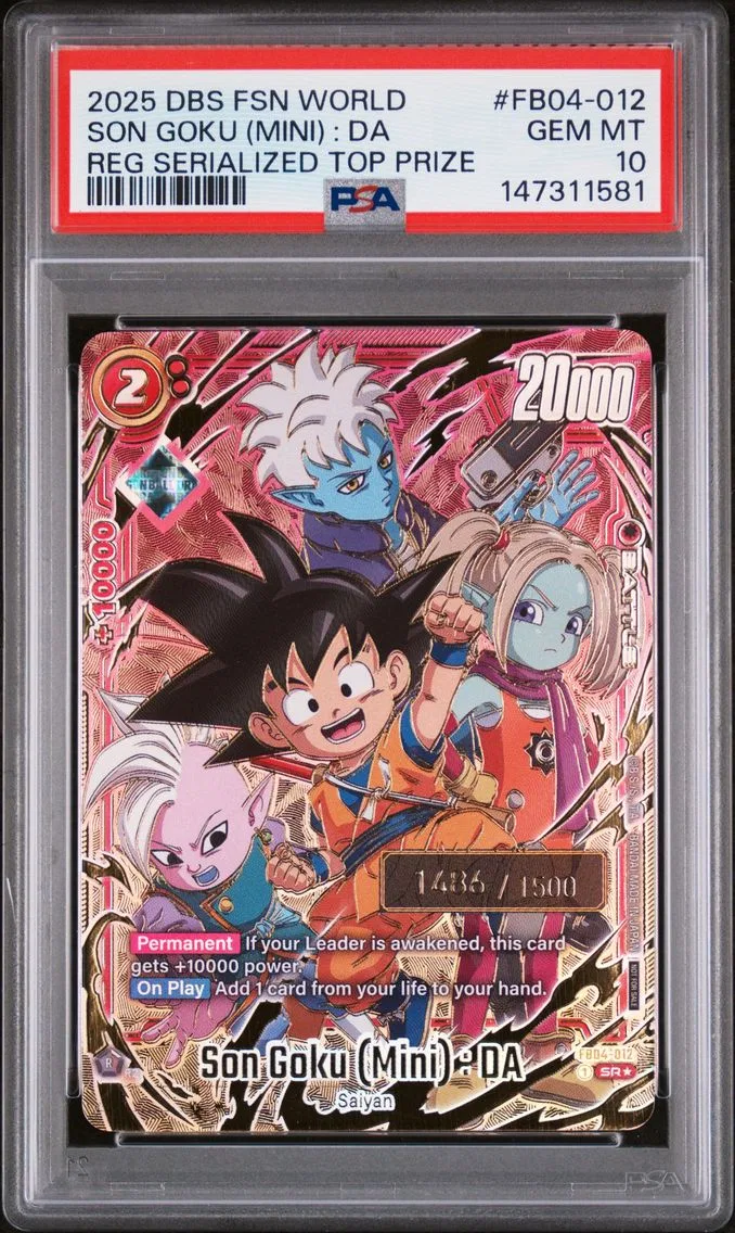 2025 #FB04-012 Son Goku (Mini) : DA PSA 10 Dragon Ball Super Card Game Fusion World Regionals Serialized Top Prize Pokemon