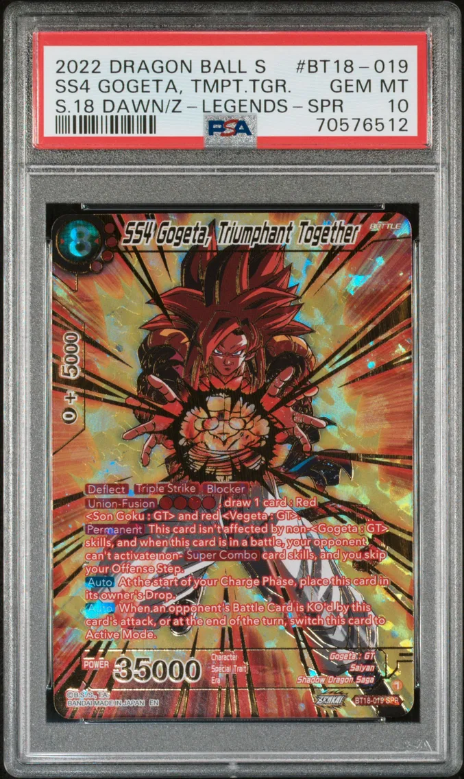 2022 #BT18-019 SS4 Gogeta, Triumphant Together PSA 10 Dragon Ball Super Card Game Series 18 Dawn of the Z-Legends
