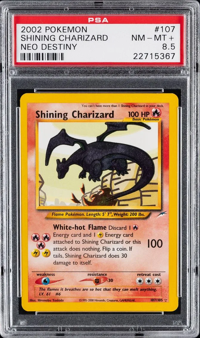 2002 #107 SHINING CHARIZARD PSA 8.5 POKEMON NEO DESTINY