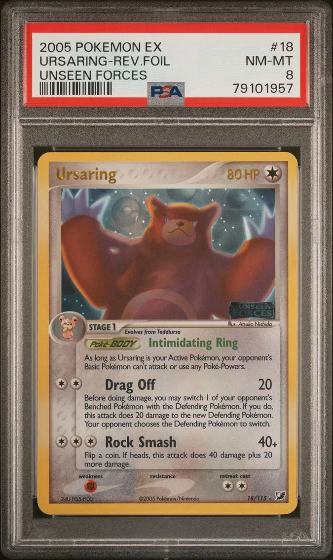 2005 #18 Ursaring-Reverse Foil PSA 8 EX Unseen Forces