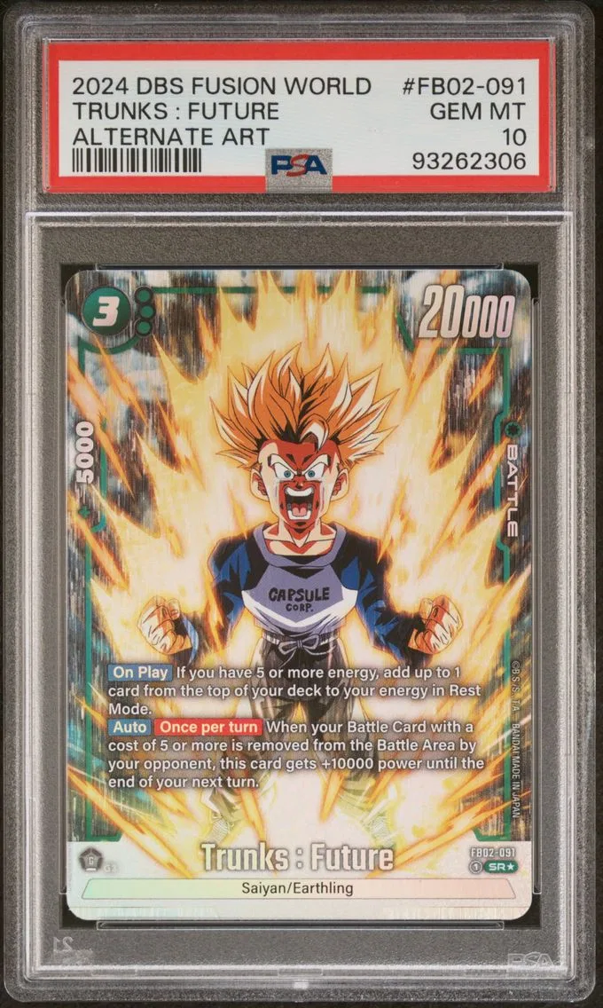 2024 #FB02-091 Trunks : Future PSA 10 Dragon Ball Super Card Game Fusion World Blazing Aura