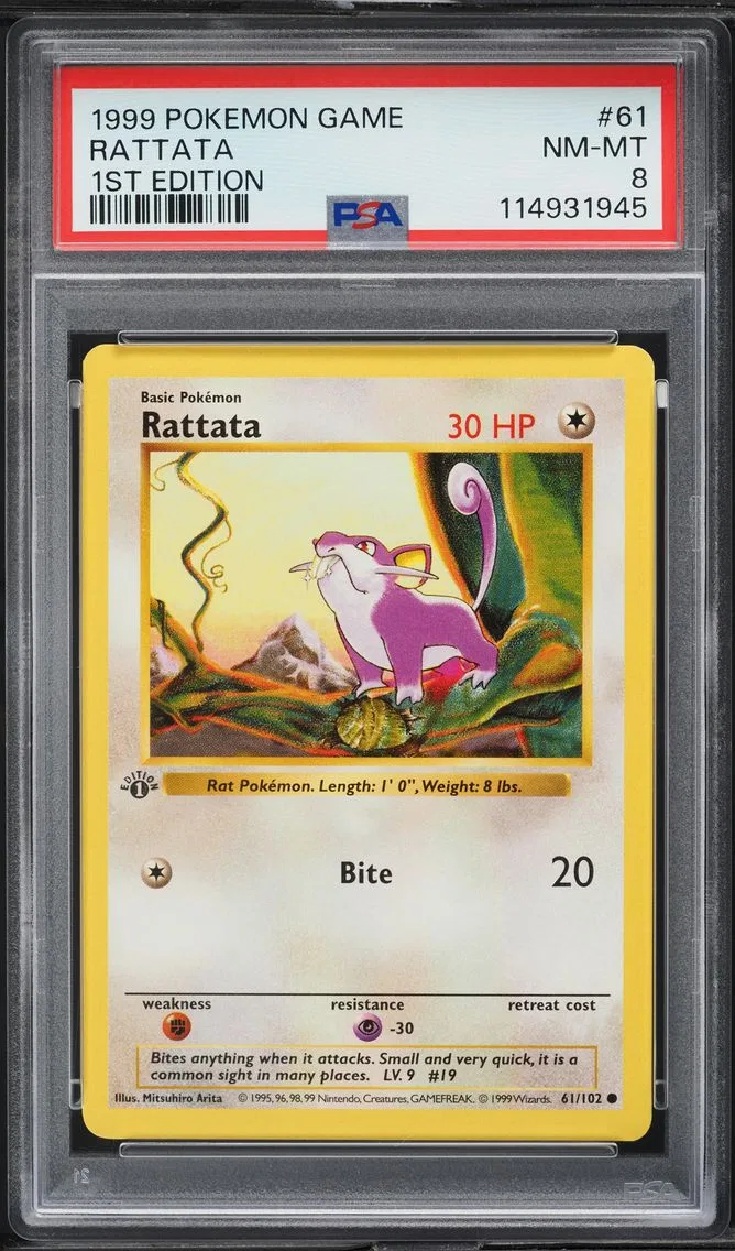1999 #61 Rattata 1st Edition PSA 8 Game Pokemon - Collector Crypt