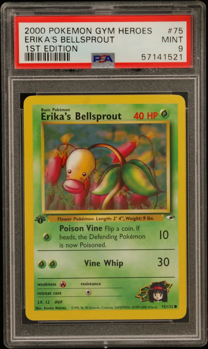 2000 #75 Erika's Bellsprout 1st Edition PSA 9 Gym Heroes