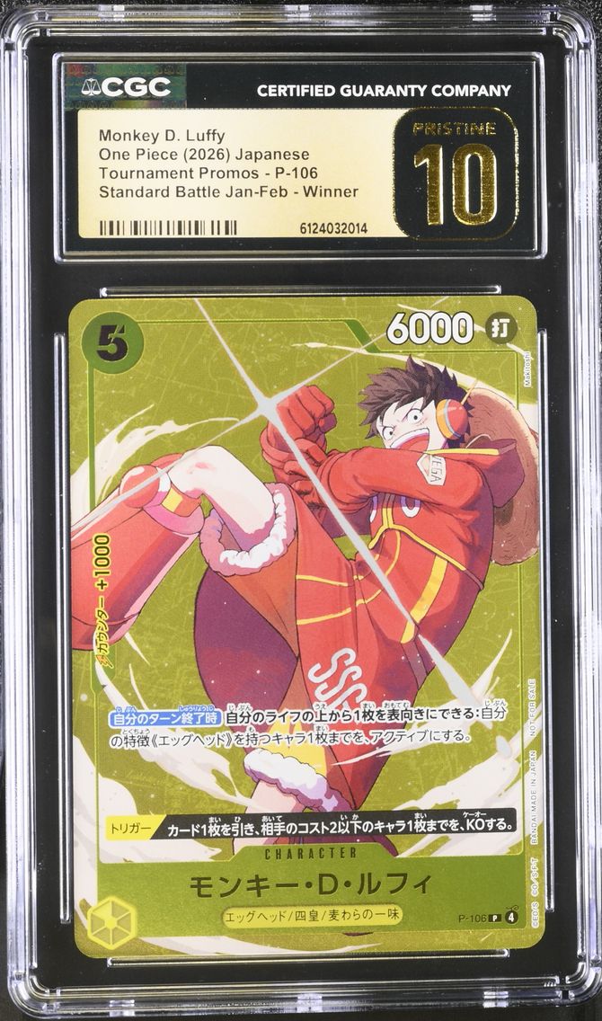 2026 #P-106 Monkey D. Luffy CGC 10 Pristine Tournament Promos - Japanese