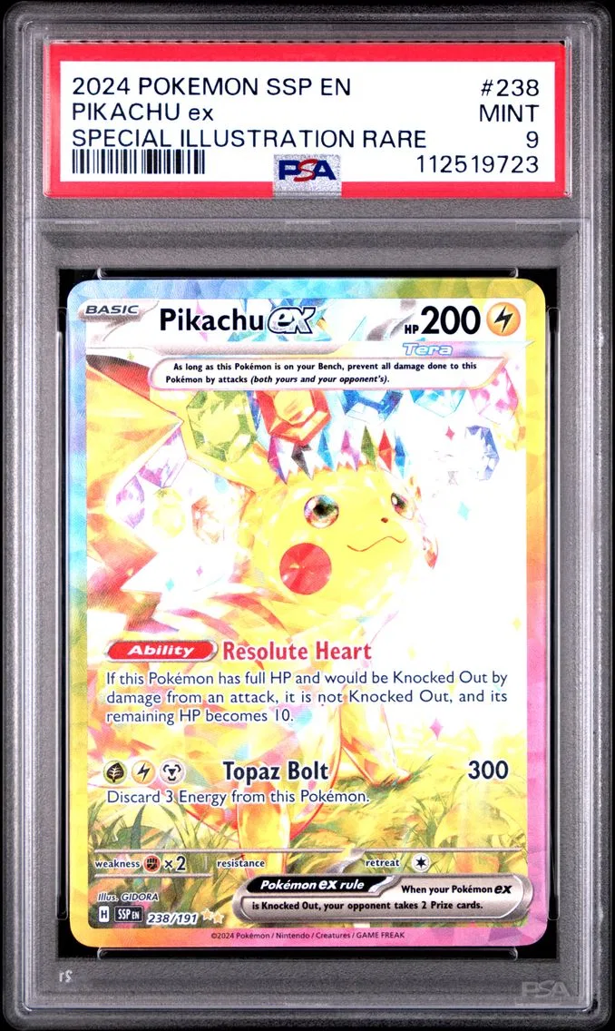 2024 #238 Pikachu EX PSA 9 Ssp EN-Surging Sparks