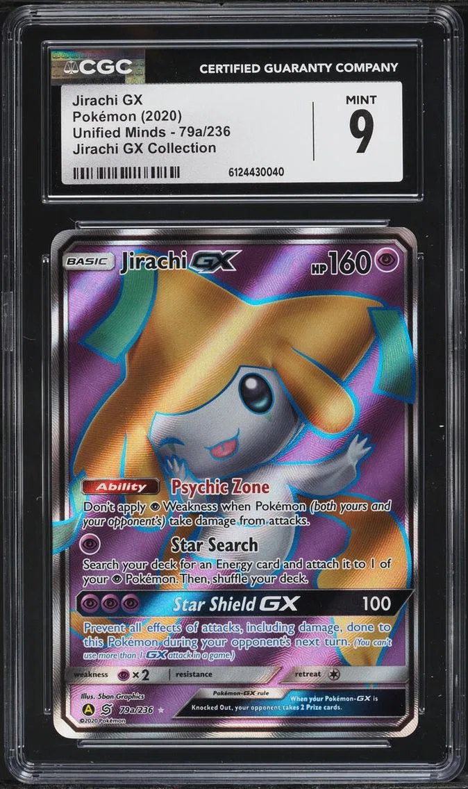 2020 Pokemon Sun & Moon Unified Minds Collection Full Art Jirachi GX #79a CGC 9 MINT
