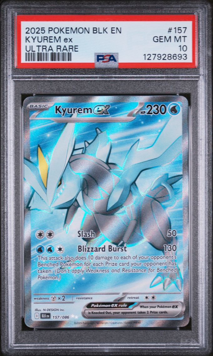 2025 #157 Kyurem EX PSA 10 Blk EN-Black Bolt