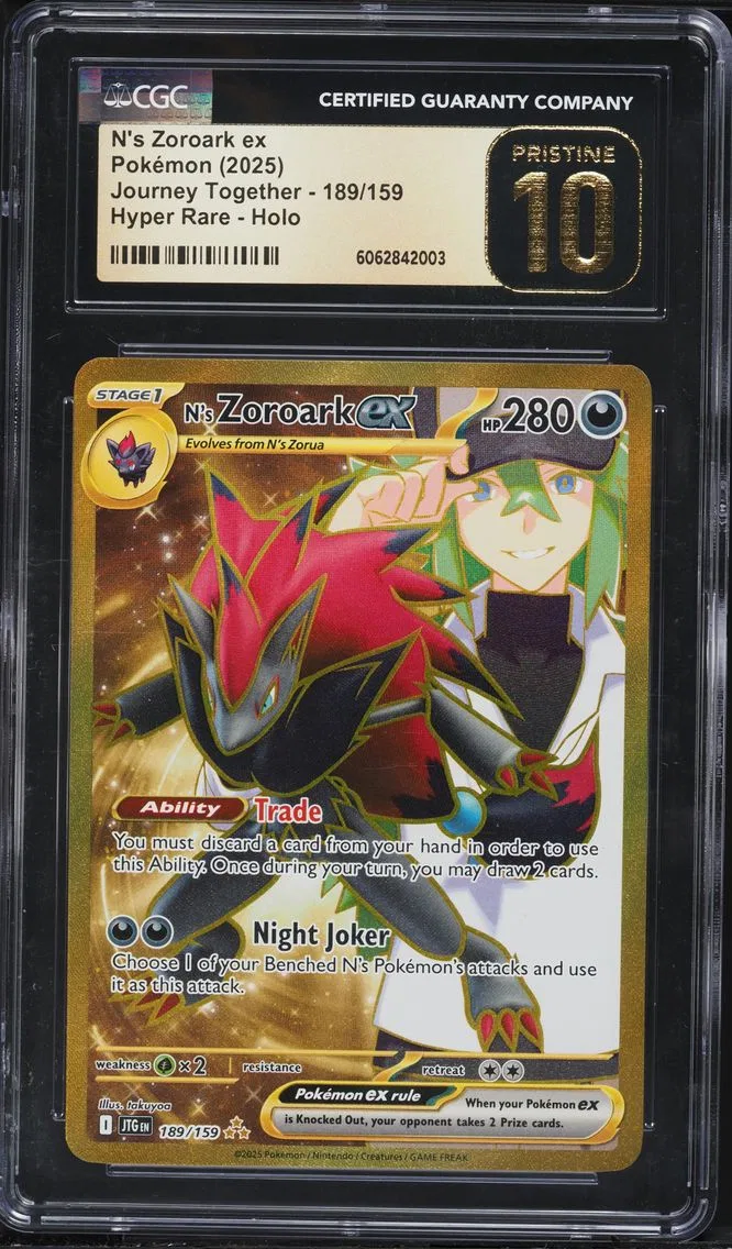 2025 #189 N's Zoroark EX CGC 10 Pristine Jtg EN-Journey Together Pokemon