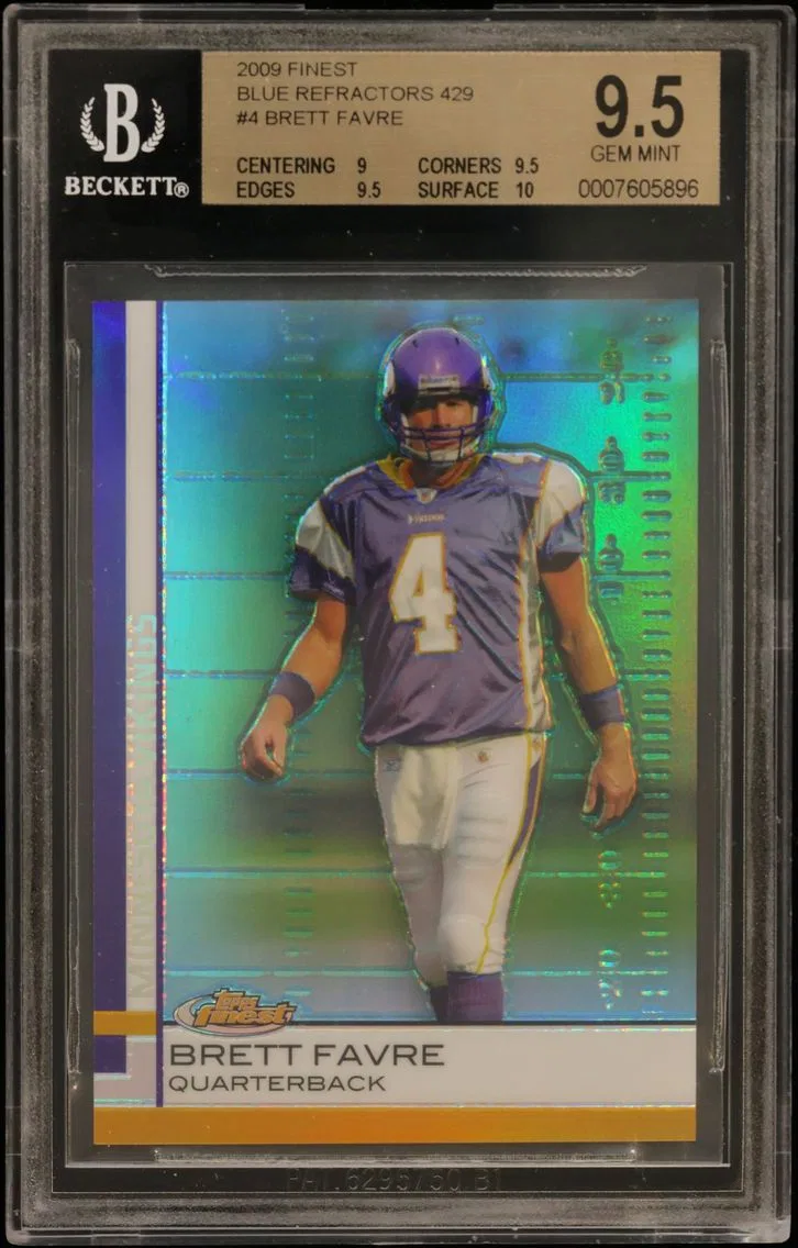 2009 #4 Brett Favre BGS 9.5 Finest Blue Refractors 429
