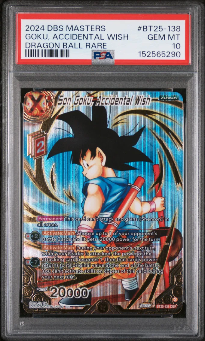 2024 #BT25-138 Son Goku, Accidental Wish PSA 10 Dragon Ball Super Card Game Masters Series 25 Legend of the Dragon Balls
