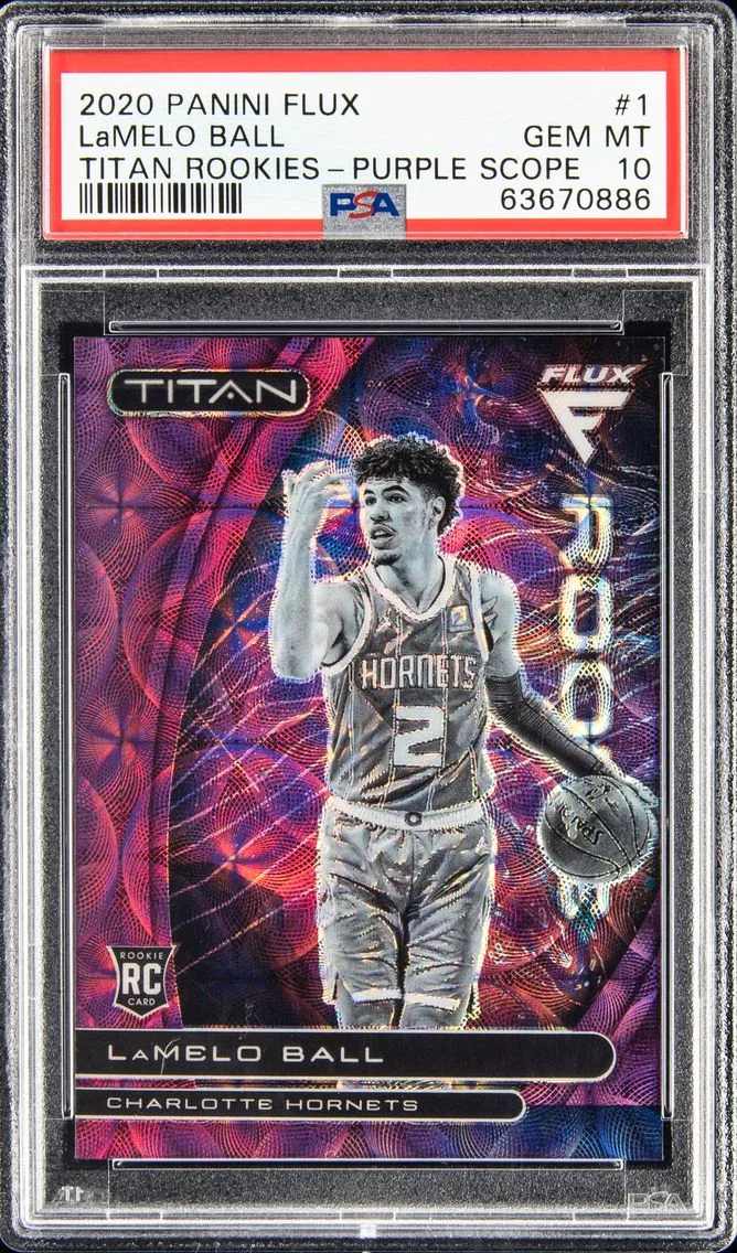 2020 #1 LaMELO BALL PSA 10 PANINI FLUX TITAN ROOKIES | PURPLE SCOPE [#1/38]