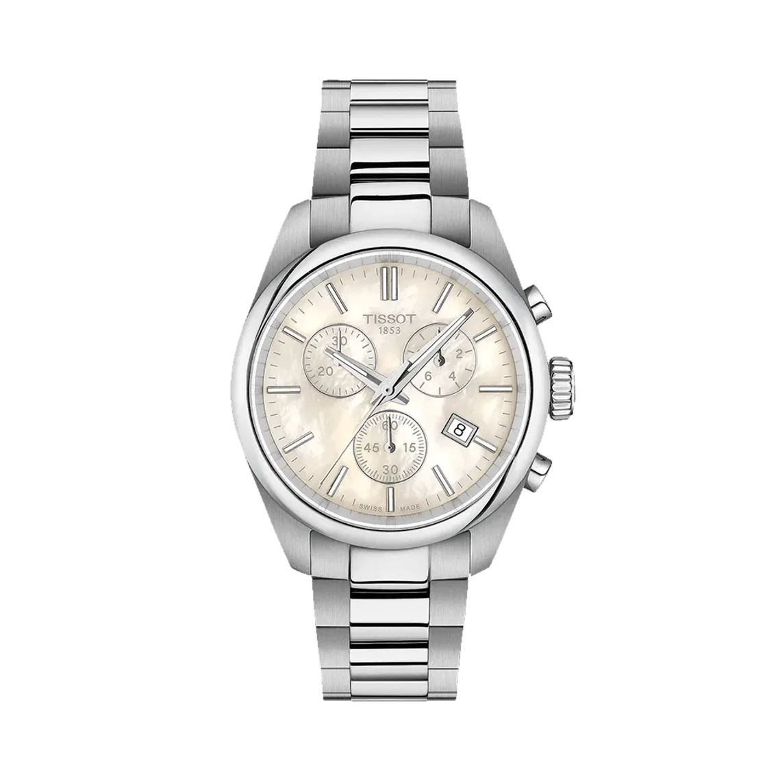 Tissot PR 100 Quartz Chronograph 36mm - White, Mother-of-Pearl on Bracelet