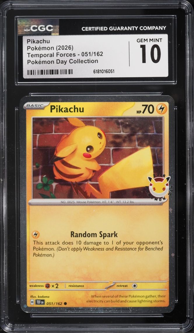 2026 Pokemon Day Collection Temporal Forces Pikachu #51 CGC 10 GEM MINT