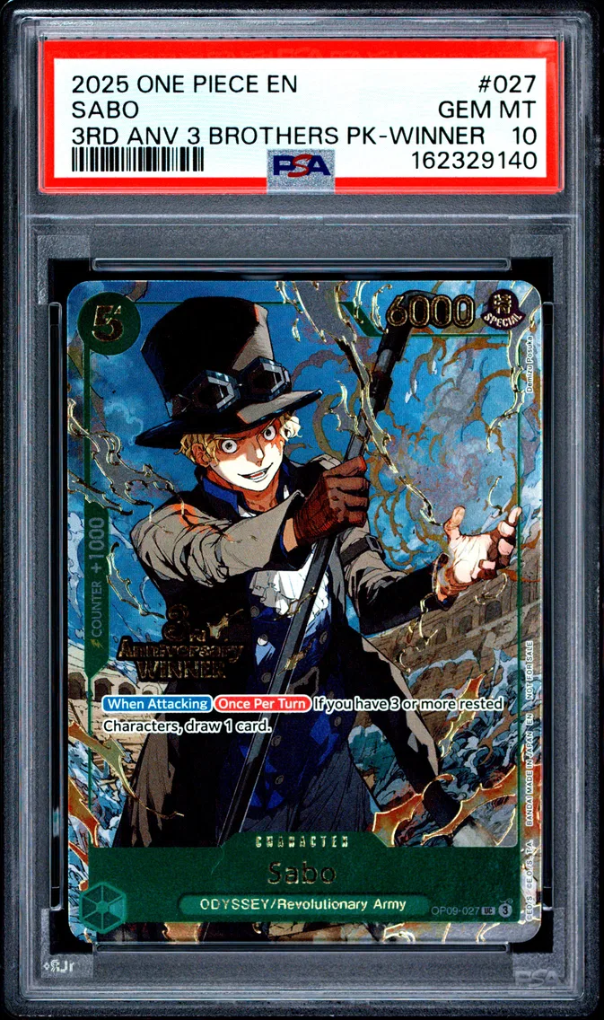 2025 #027 SABO PSA 10 One Piece 3rd Anniversary Tournament 3 Brothers Pack