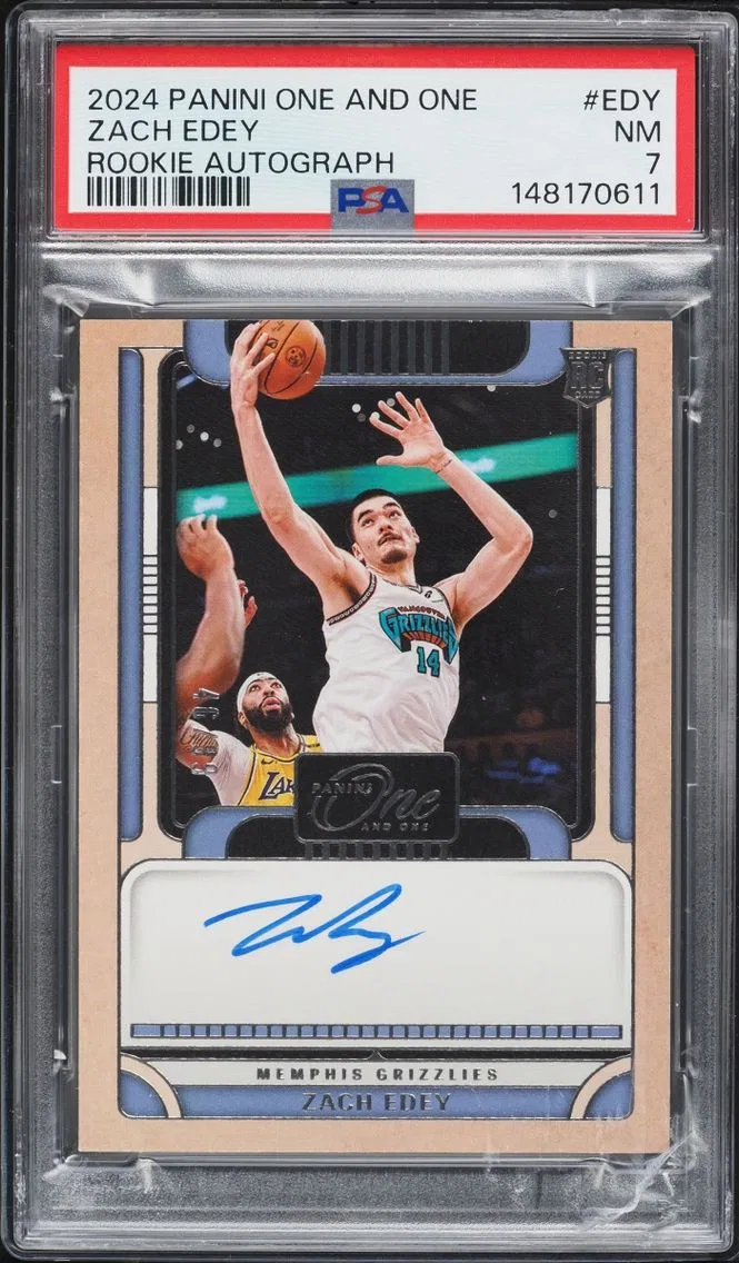 2024 #RA-EDY Zach Edey PSA 7 Panini One And One ROOKIE AUTO /99